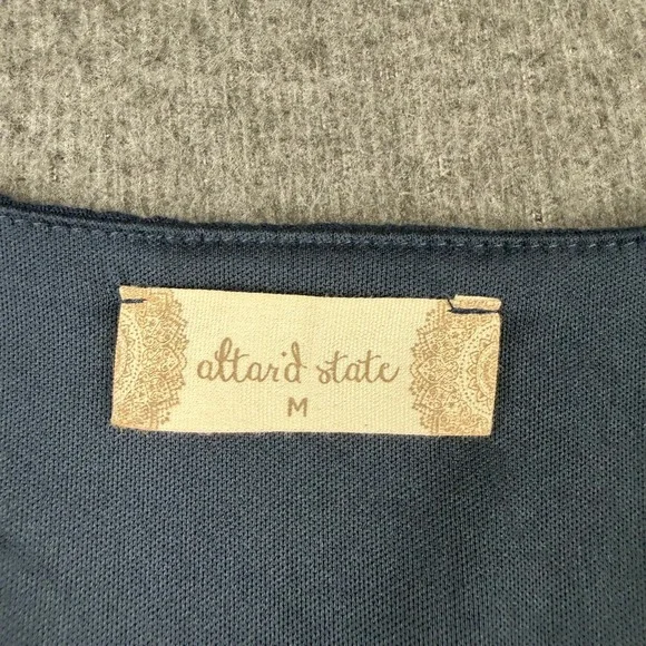 Altar'd State Navy Blue Tie Front Flutter Sleeve Ruffle Mini Dress Womens Medium - Picture 3 of 8